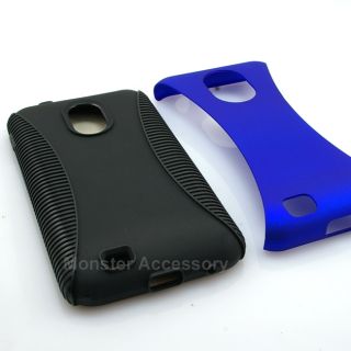 Blue Dual Flex Hard Case Gel Cover Samsung Galaxy S2 (Sprint) Epic 4G