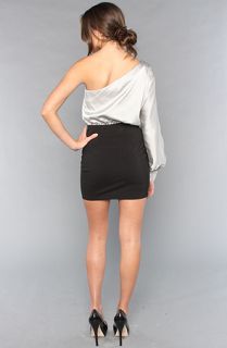 Blaque Label The One Shoulder Satin Dress in Gray