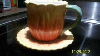 Susan Winget Cracker Barrel Sunflower Teacup and Saucer yellow orange