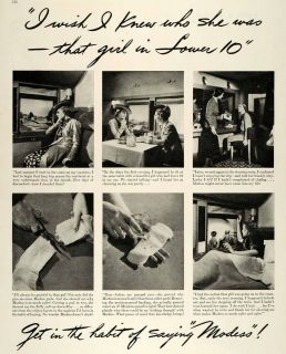  Modess Pads Train Travel Feminine Products Original Advertising