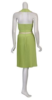 ESCADA Feminine Lime Green Pleated Halter Cocktail Evening Dress $3990