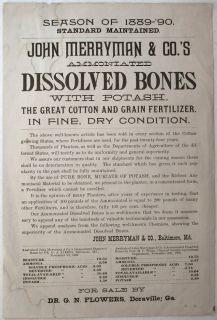1889 90 John Merryman Co s Dissolved Bones Baltimore MD Doraville GA