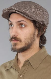 Brixton The Barrel Hat in Tan Brown Houndstooth