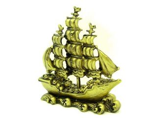 Feng Shui Wealth Ship with Gold Ingots & Coins Brings Abundance Money