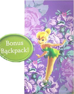 Tinkerbell Floral Sleeping Bag Backpack Set Purple Disney Fairies