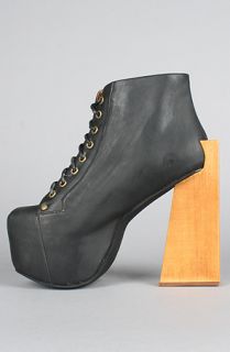 Jeffrey Campbell The Security Shoe in Distressed Black Leather