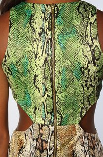 Naven The 2 Tone Cutout Dress in Python Taupe and Python Green