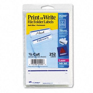 Avery 05200 Print or Write File Folder Labels White w/Dark Blue Bar (2