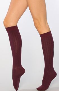 Foot Traffic The Cable Knit Knee High Socks in Plum