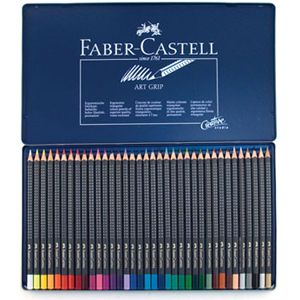 FABER CASTELL 36 Art Grip Colored Pencils in Metal Tin Box   Art Draw