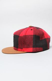 HUF The Classic H Buffalo Check Snapback Cap in Red