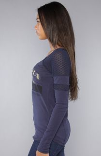 Free People The Augustana Graphic Top in Navy