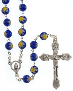 Italian Blue Murano Glass Catholic Beads Mary Rosary