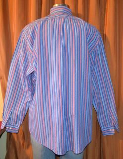 Faconnable Long Sleeve Blue Red Pink Purple White 100 Cotton Stripe