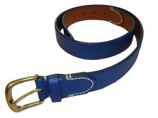 Polo Ralph Lauren Blue Finnegan Leather Brass Belt 34