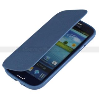 For Samsung i9300 Galaxy SIII S3 Blue Flip Book Frosted TPU Protect