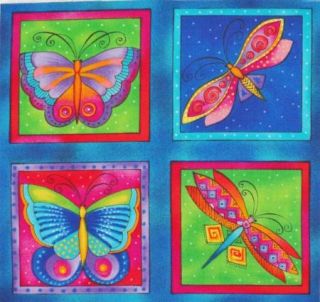 Hummingbird Dragonfly Butterfly Bright 3 5 Quilt Craft Blocks Cotton