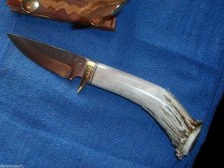 HUNTING KNIFE KEN RICHARDSON CUSTOM MADE IN USA FANCY CROWN HORN 3