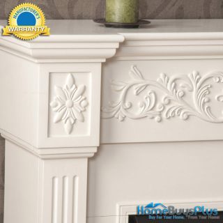 Ivory BALDWIN Gel Fuel Fireplace White Carved Wood Tv Stand Media