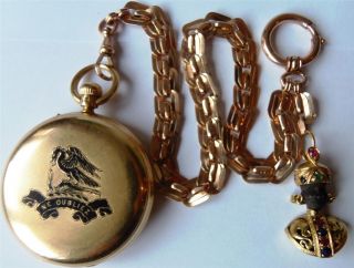  Historical 18K Gold Enamel Dent London Repeater Watch Chain Fob