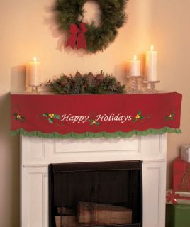  HOLIDAYS Holiday Mantel Scarf Christmas Winter Indoor Fireplace Decor
