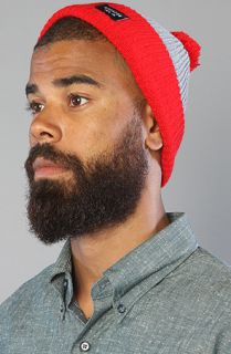 Brixton The Roy Beanie in Light Grey Red