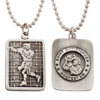  Football Dog Tag on 22 Stainless Steel Chain Sports Jewelry