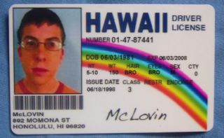 McLovin ID Superbad Fogel not Fake Novelty Card