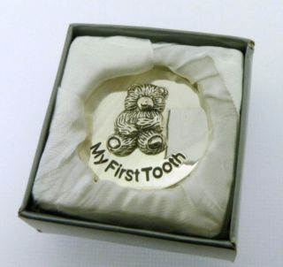Silver Plated My First Curl My First Tooth Teddy Keepsake Trinket Box
