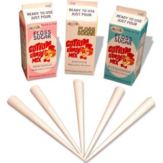  sugar floss (3.25 pound cartons) PLUS 200 paper cotton candy cones