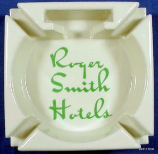  Hotels Advertising Ashtray Vintage Firebrick Glazed Ceramic