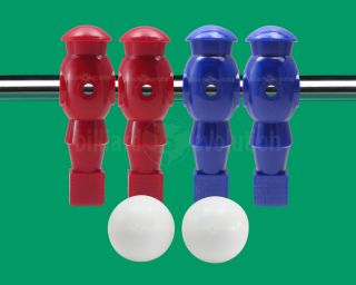 Red Blue Foosball Men and 2 Smooth Table Soccer Balls