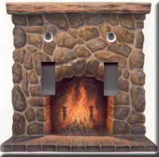 Fireplace Accent Double Light Switch Plate Cover