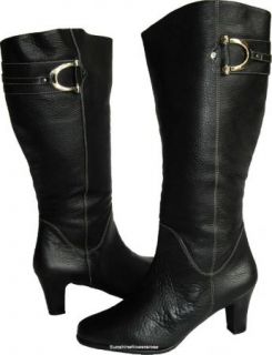 Fitzwell $185 Wanda Black Brazilian Calf Leather Extra Wide Calf Boot