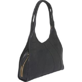 Handbags Derek Alexander Leather Large Scoop Top Tote Black/Tan Shoes
