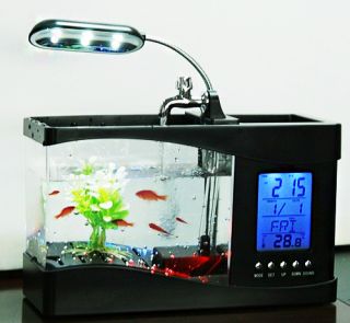  USB Lamp Light LCD Timer LED Clock Fish Tank Aquarium Container
