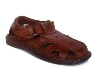 Veeko FL6112 Mens Brown Comfort Velcro Fisherman Sandals