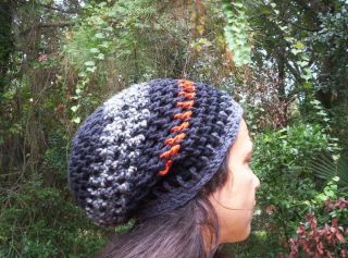 Handmade Crochet Black Rust Slouch Tam Rasta Hippie Hat