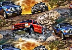 Ford Truck Fleece Fabric Who Needs Roads Off Road Mudding