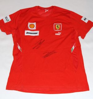Felipe Massa Kimi Räikkönen Autographed Ferrari F1 Team T Shirt with