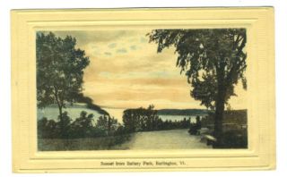 Sunset Battery Park Burlington Vermont Postcard 1900S
