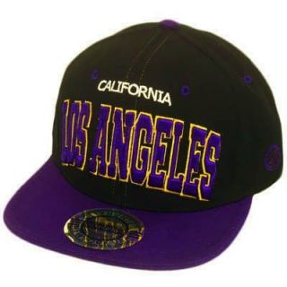 Hat Cap Gorra Snapback Los Angeles California Flat Bill Black Purple