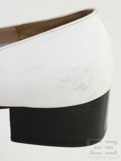 Salvatore Ferragamo White Black Leather Cap Toe Low Heels Size 7 5B