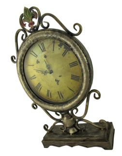 antique finish fleur de lis table clock 27 in