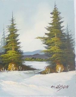 Wilson Winter Forest Lake Oil Painting on Canvas