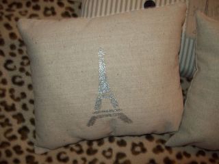 Paris Small Decorative Glittered Eiffel Tower Pillow French Decor