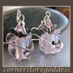 cornerstoregoddess piggie piglet flying pig earrings