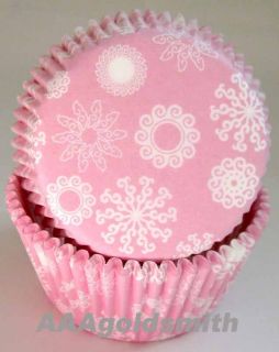   Lovely sweet pink snowflake flower cupcake liners baking cups paper
