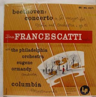 ormandy francescatti beethoven concerto d major op 61 label columbia