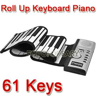 MIDI Roll Up Portable Electronic Flexible Fold Keyboard Piano Soft 61